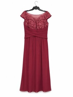 Burgundy Lace Sequin Chiffon Dress Mother of the Bride Size 12 NWT